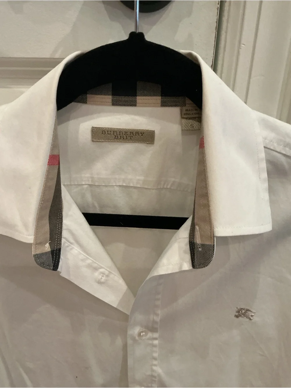 Burberry Brit White Dress Shirt with Signature Check Trim - Picture 3 of 4